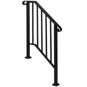 Matte Black 2-step Courtyard Staircase Handrail (Option: Matte Black)