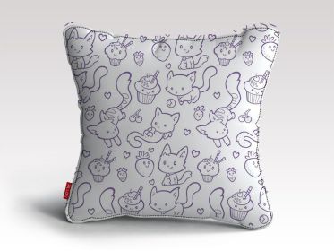 Cakes and Cats 3 Cushion/Pillow (size: 24" x 24")