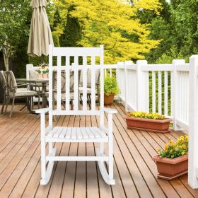 White Wooden Rocking Chair (Color: White)