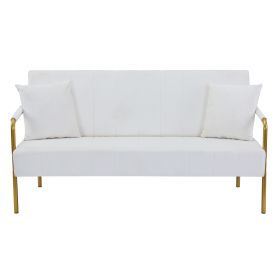Modern Velvet Loveseat Sofa For Living Room (Color: Beige)
