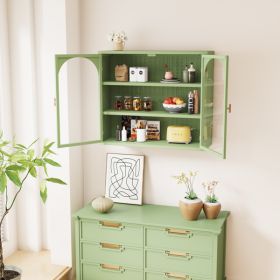 27.56-inch Glass Door Modern Double Door Cabinet, Prohibited Platform Temu (Color: Green)