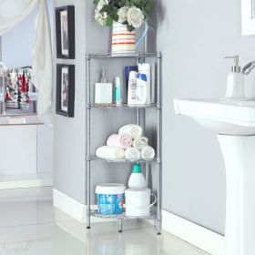 Fan Shaped Carbon Steel Metal Assembly 4 Tier Storage Rack Silver Gray (Option: as picture)