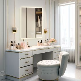 LED Bathroom Mirror Bright Backlight, 5 Mins Defog, Full HD Reflected Wall Mounted Vanity Mirror, 3 Colors Stepless Dimmable, CRI90, Memory Function, (Color: Silver)