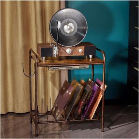 Wooden Vinyl Record Stand, Antique Brown (Option: Antique brown)