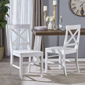 Acacia Wood Dining Chairs, White (Color: White)